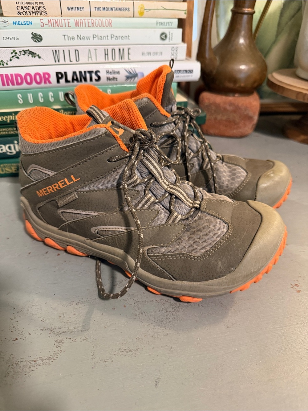 Merrell Kids Gray and Orange Outdoor Hiking Boots